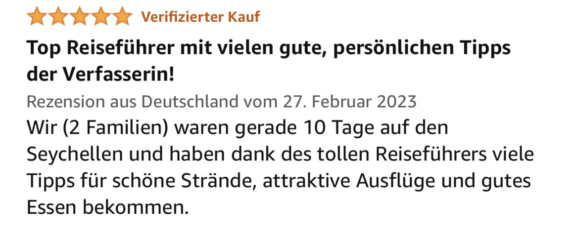 Seychellen Reiseführer Kundenbewertungen