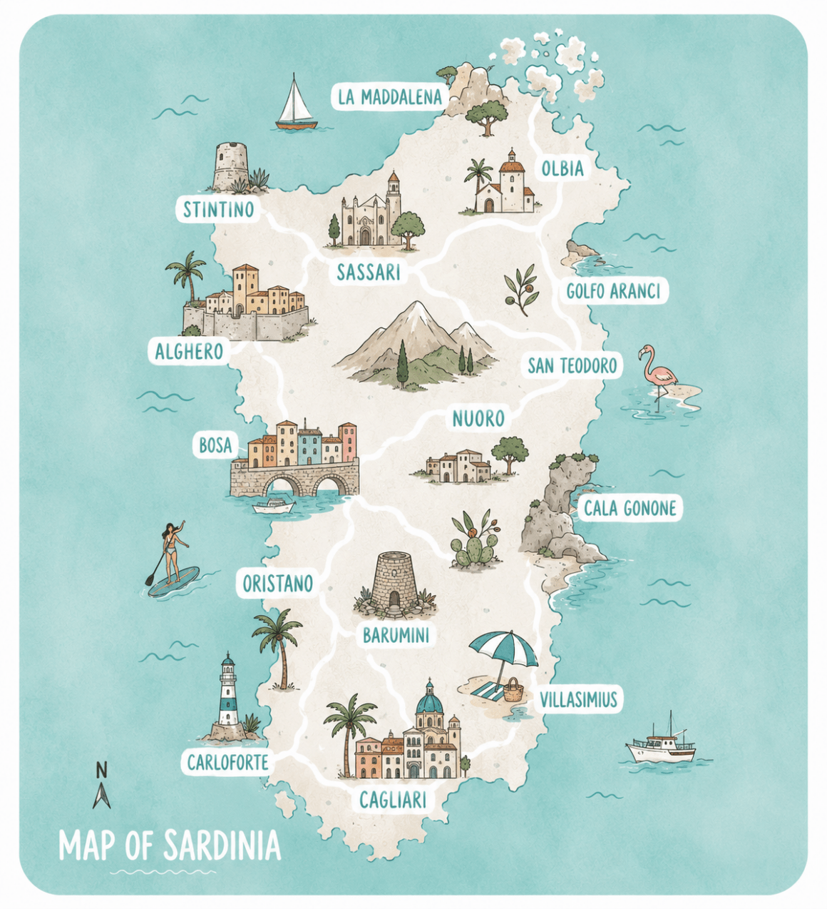 Sardinien Roadtrip Karte